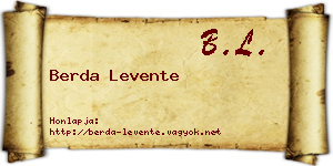 Berda Levente névjegykártya
